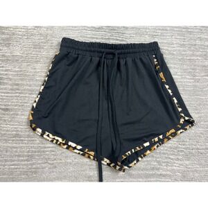 Capella Athletic Shorts Womens S Black Leopard Trim Dolphin Runner BTP3099‎